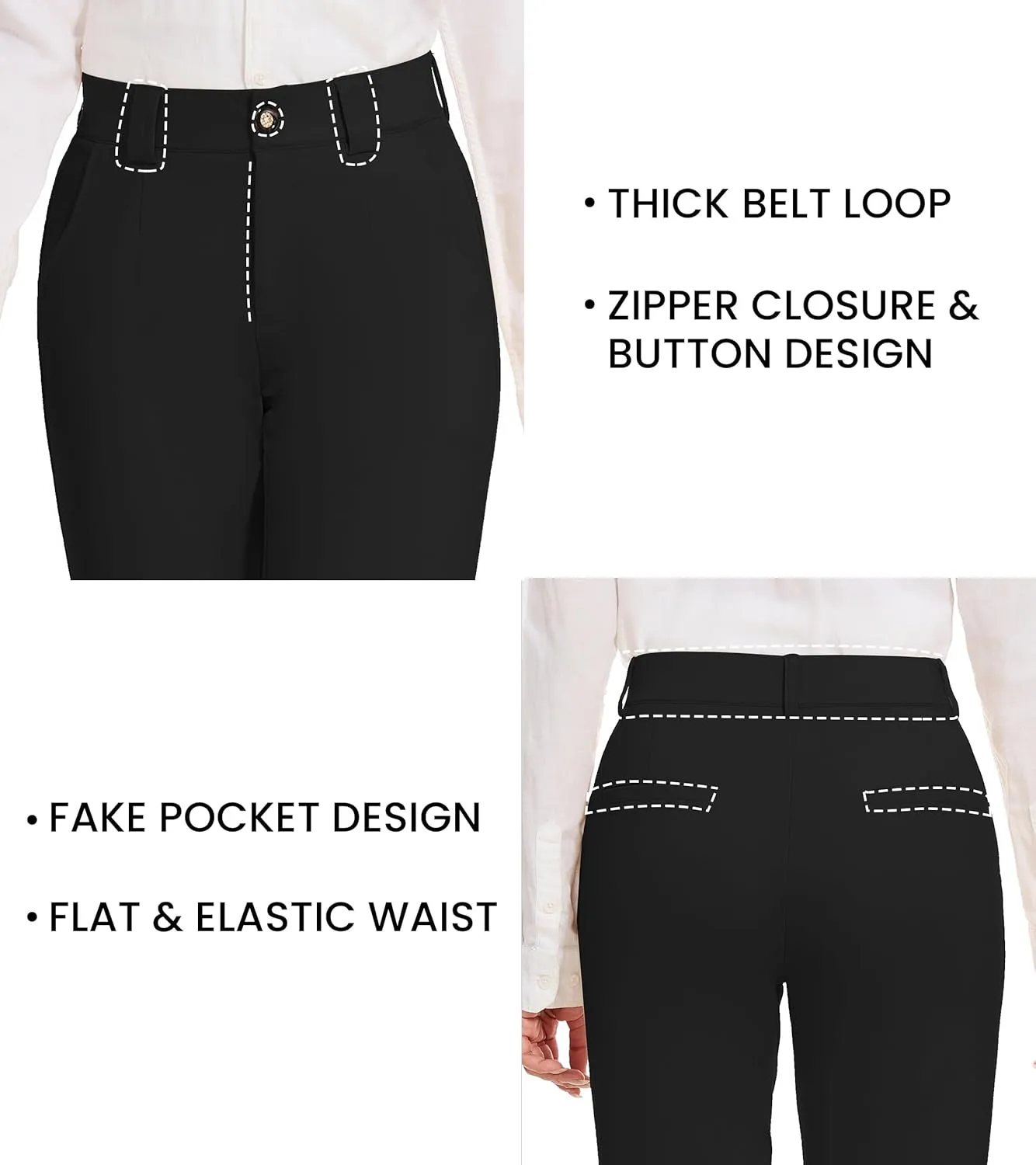 Women's Stretch Business Straight Leg Dress Pants with Pockets Wear to Work Casual Suitpants