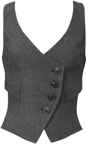 Women's Suit Vest Herringbone Tweed Work Wear Slim Fit Waistcoat Lady Sleeveless Jacket