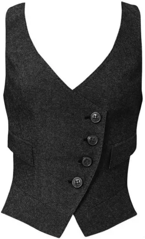 Women's Suit Vest Herringbone Tweed Work Wear Slim Fit Waistcoat Lady Sleeveless Jacket
