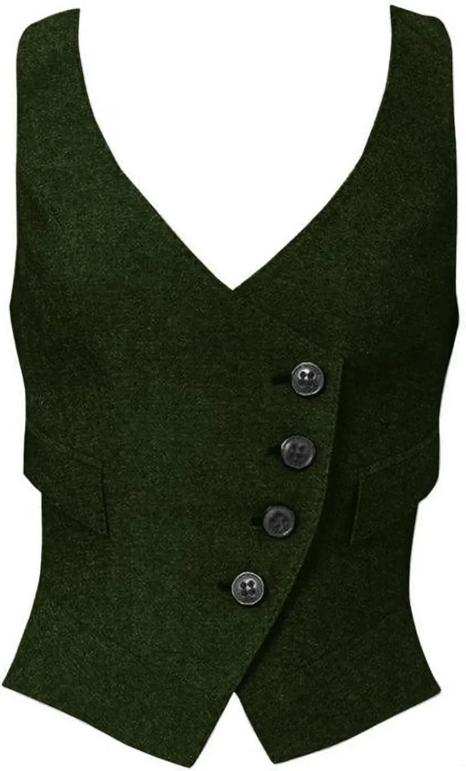 Women's Suit Vest Herringbone Tweed Work Wear Slim Fit Waistcoat Lady Sleeveless Jacket