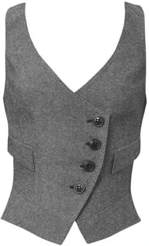 Women's Suit Vest Herringbone Tweed Work Wear Slim Fit Waistcoat Lady Sleeveless Jacket