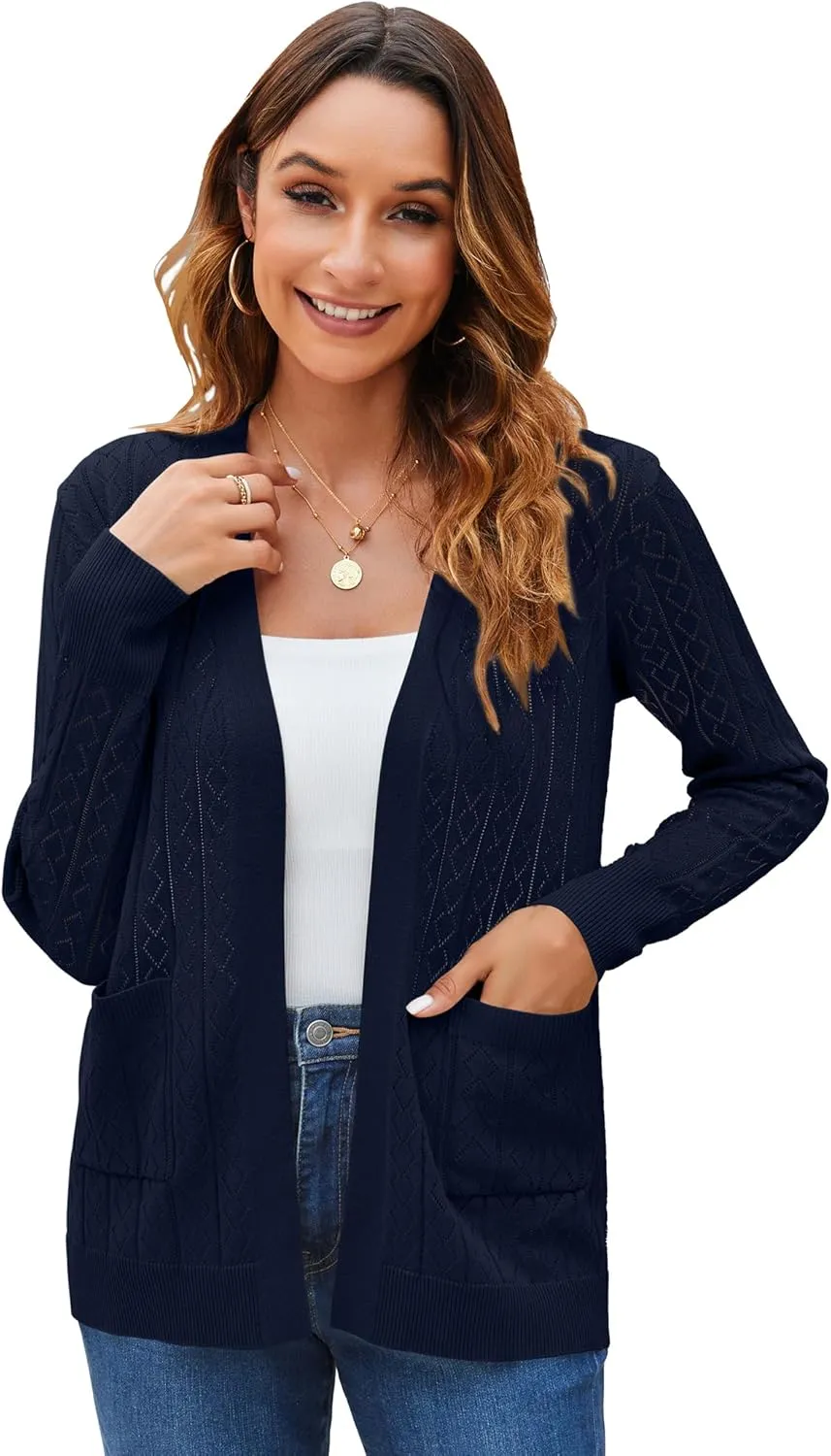 Womens Summer Lightweight Cardigan Long Sleeve Casual Open Front Spring Sweaters Summer Shrugs for Dresses