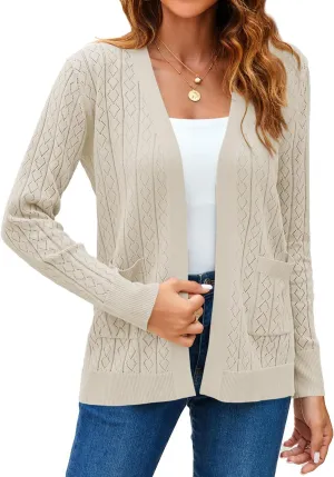 Womens Summer Lightweight Cardigan Long Sleeve Casual Open Front Spring Sweaters Summer Shrugs for Dresses