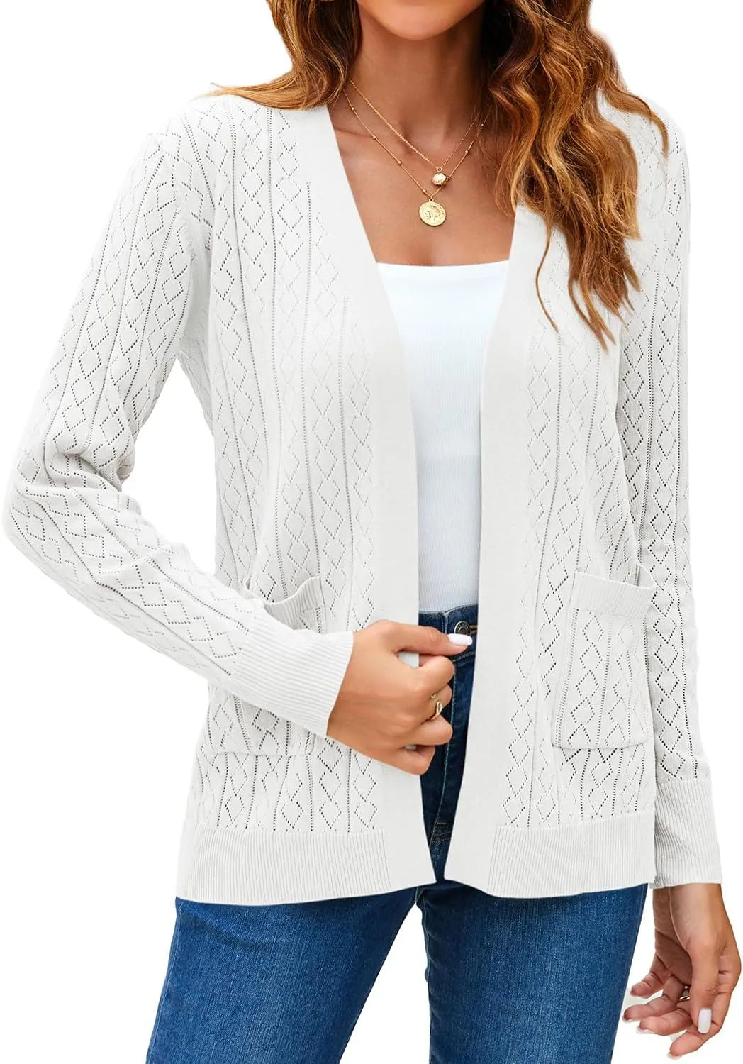 Womens Summer Lightweight Cardigan Long Sleeve Casual Open Front Spring Sweaters Summer Shrugs for Dresses