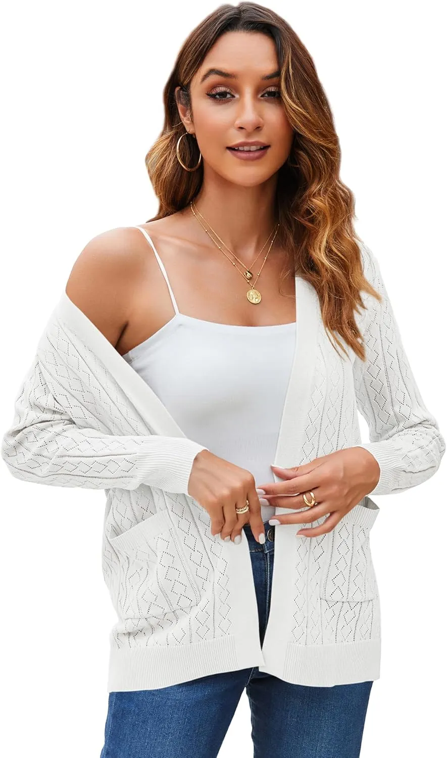 Womens Summer Lightweight Cardigan Long Sleeve Casual Open Front Spring Sweaters Summer Shrugs for Dresses