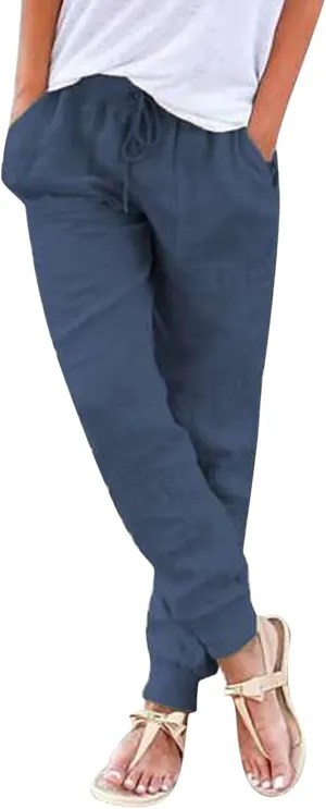 Womens Wide Leg Sweatpants Winter Joggers Work Thermal with Pockets Barrel Pants High Waisted