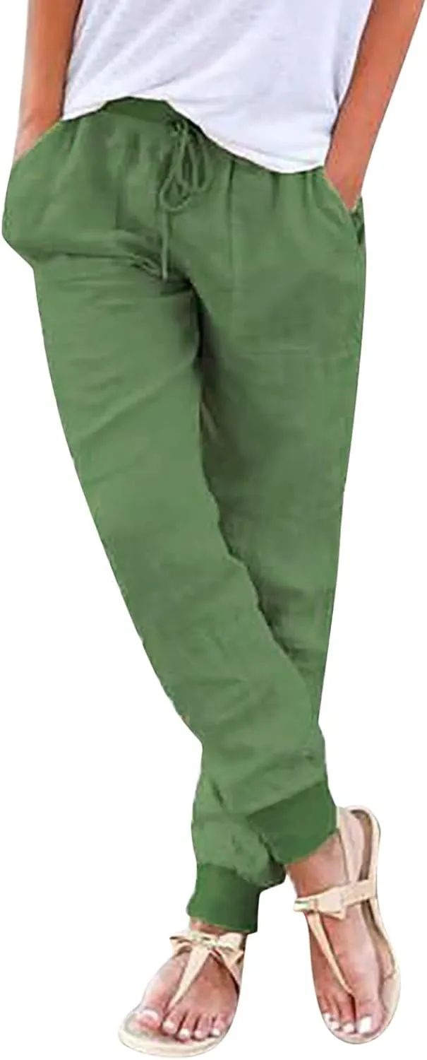 Womens Wide Leg Sweatpants Winter Joggers Work Thermal with Pockets Barrel Pants High Waisted