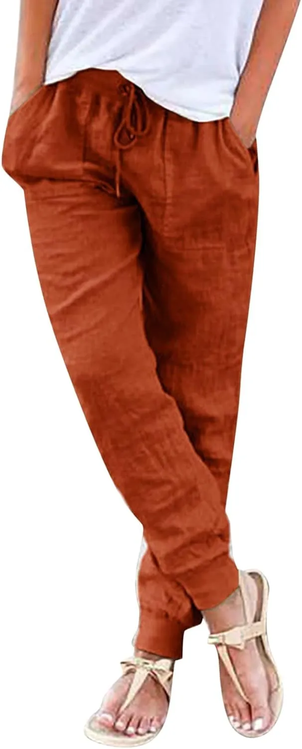 Womens Wide Leg Sweatpants Winter Joggers Work Thermal with Pockets Barrel Pants High Waisted
