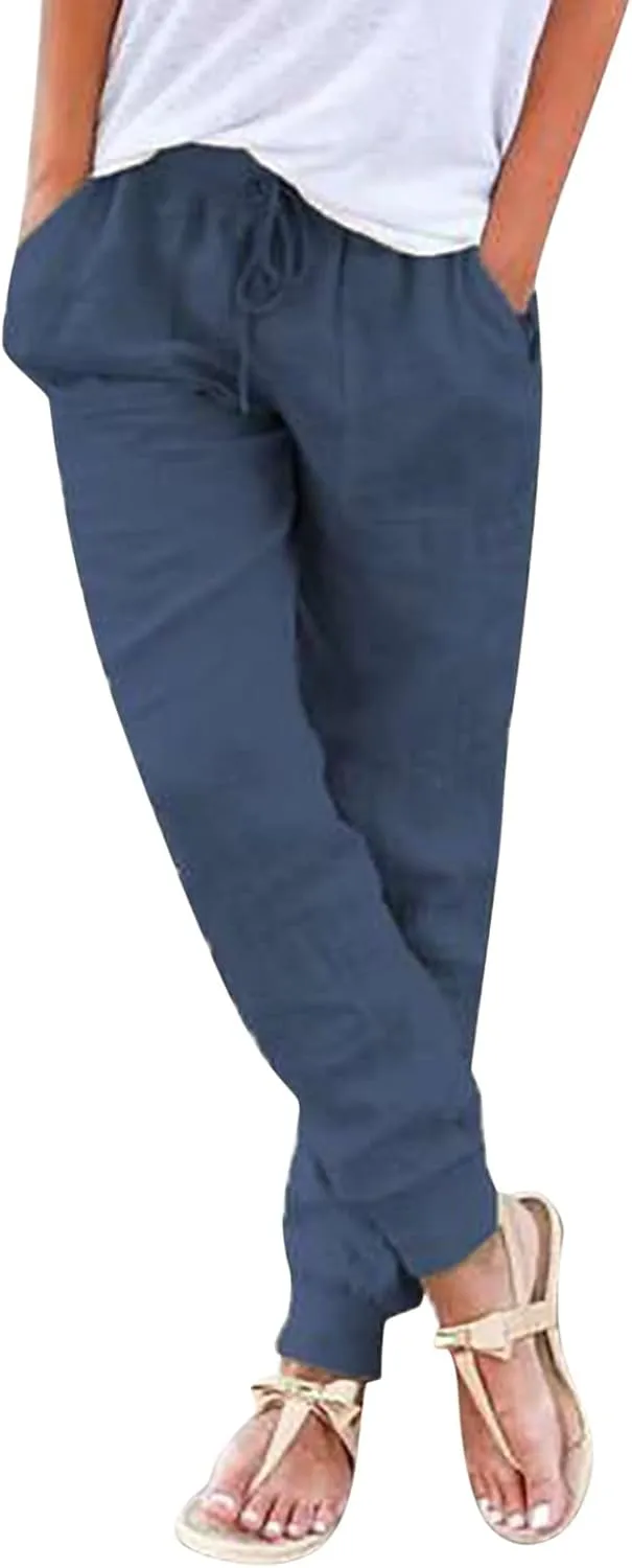Womens Wide Leg Sweatpants Winter Joggers Work Thermal with Pockets Barrel Pants High Waisted