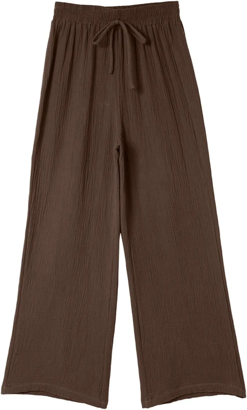 Womens Wide Leg Sweatpants Winter on Outfits Jegging with Pockets Solid Color Fleece Lined