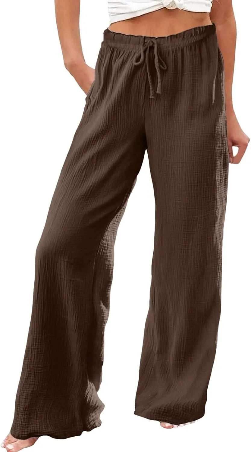 Womens Wide Leg Sweatpants Winter on Outfits Jegging with Pockets Solid Color Fleece Lined