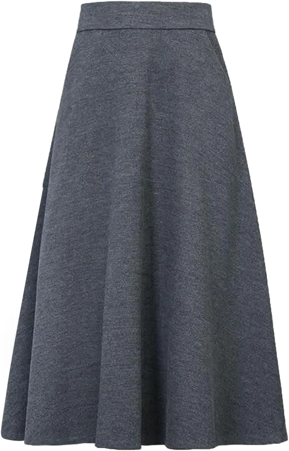 Womens Winter Vintage High Elastic Waist A Line Pleated Wool Midi Skirt 50S Pleated Midi Skirt A-Line Vintage Swing Skirt