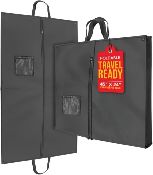 Your Bags 40" x 24" Mens and Womens Garment Bags for Travel with Handles and Folding Corner Snaps - Lightweight Heavy Duty Foldable Suit Garment Bag for Men - Fits Tuxedos, Jackets, Pants, Short Dress
