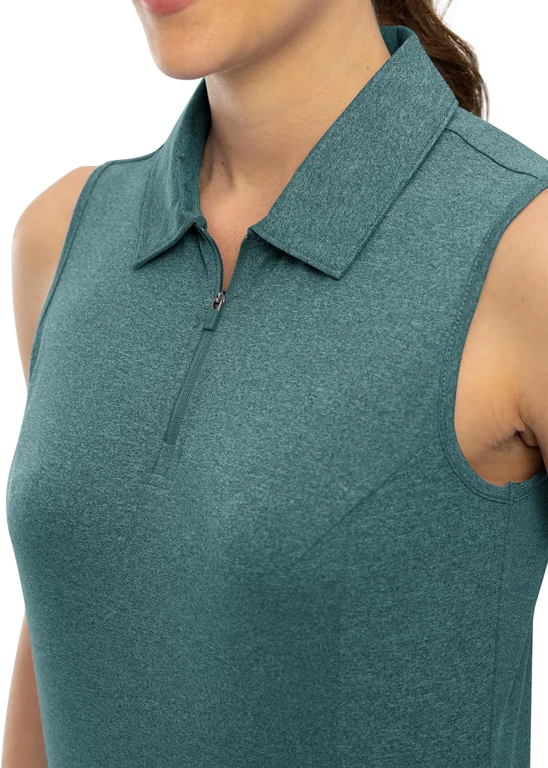 YSENTO Women's Sleeveless Golf Shirts Tops Clothes Collared 1/4 Zip Quick Dry Tennis Polo Shirts Apparel