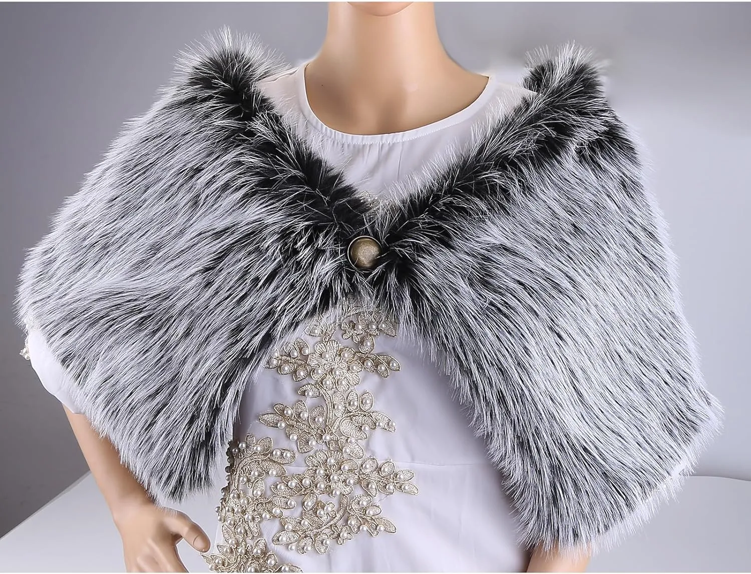 Zcargel Women's Viking Cloak Faux Fur Shoulder Collar For Viking Queen Costume Halloween Cloak Winter Warm Shoulder Wrap
