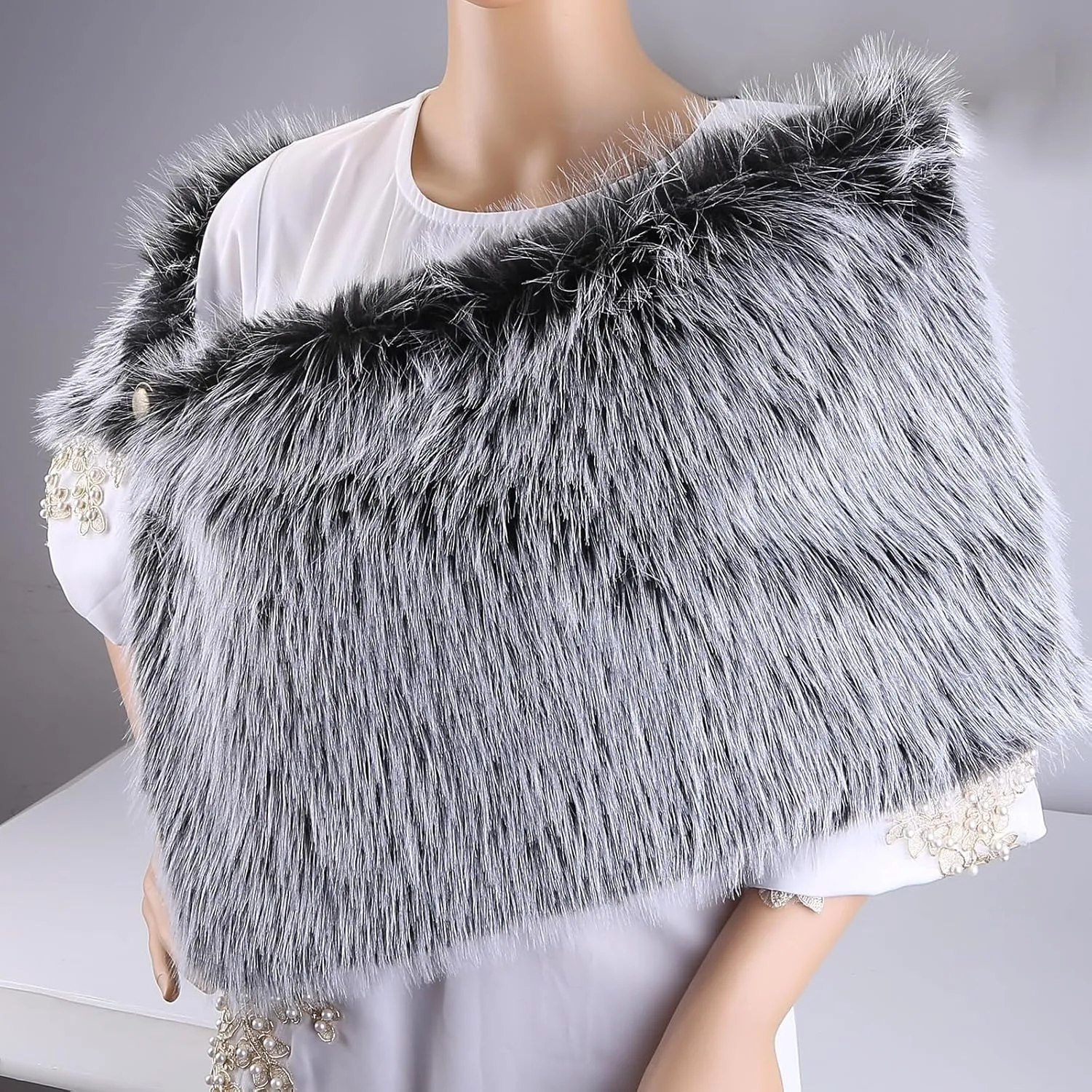 Zcargel Women's Viking Cloak Faux Fur Shoulder Collar For Viking Queen Costume Halloween Cloak Winter Warm Shoulder Wrap