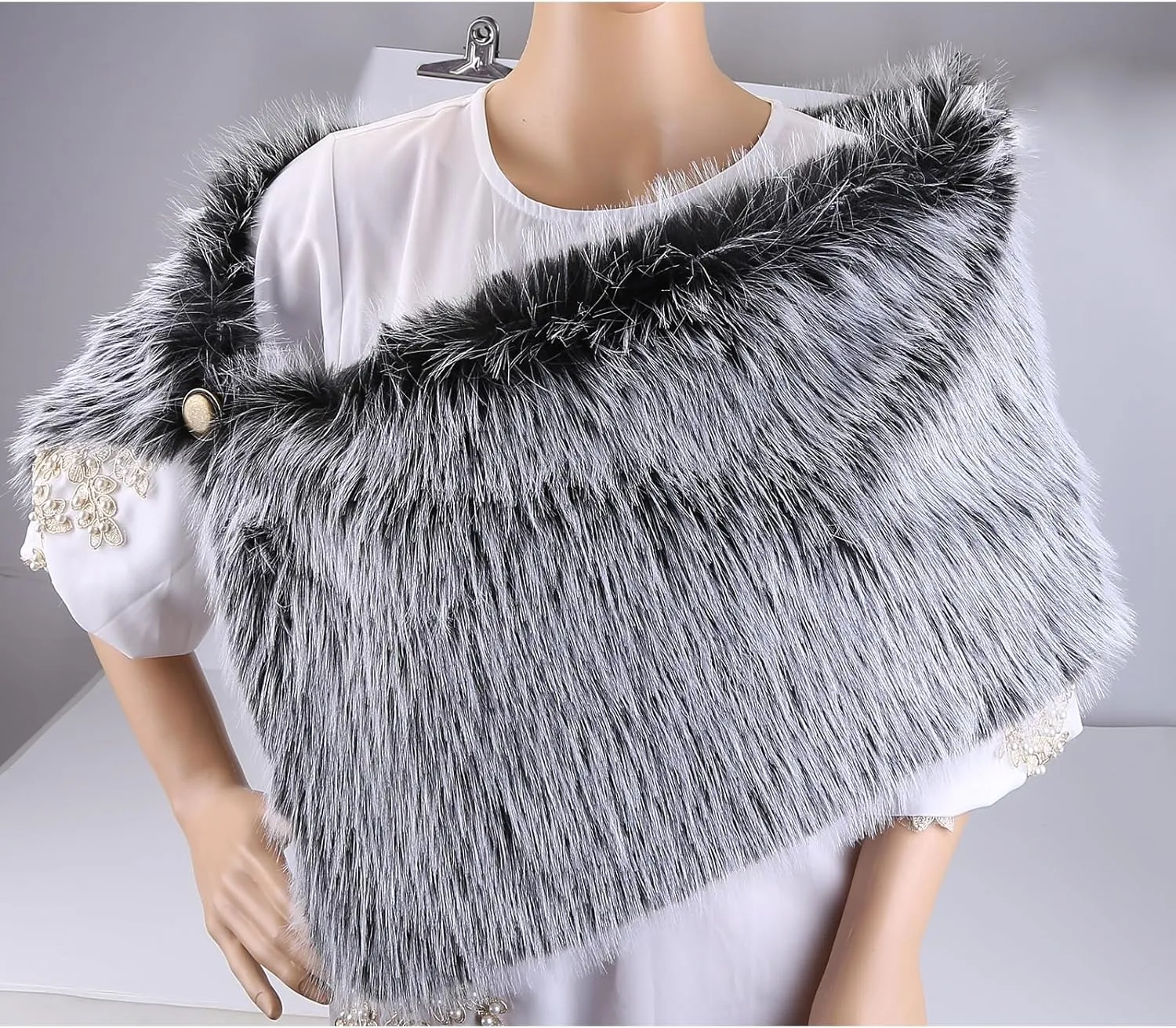 Zcargel Women's Viking Cloak Faux Fur Shoulder Collar For Viking Queen Costume Halloween Cloak Winter Warm Shoulder Wrap