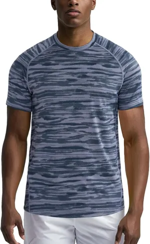 Zengjo Men's Workout Shirts Short Sleeve,Quick Dry Athletic Running Performance Crewneck T-Shirt Moisture Wicking