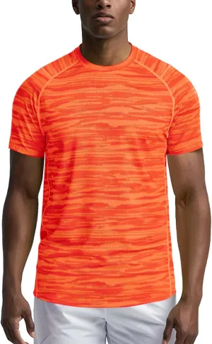 Zengjo Men's Workout Shirts Short Sleeve,Quick Dry Athletic Running Performance Crewneck T-Shirt Moisture Wicking