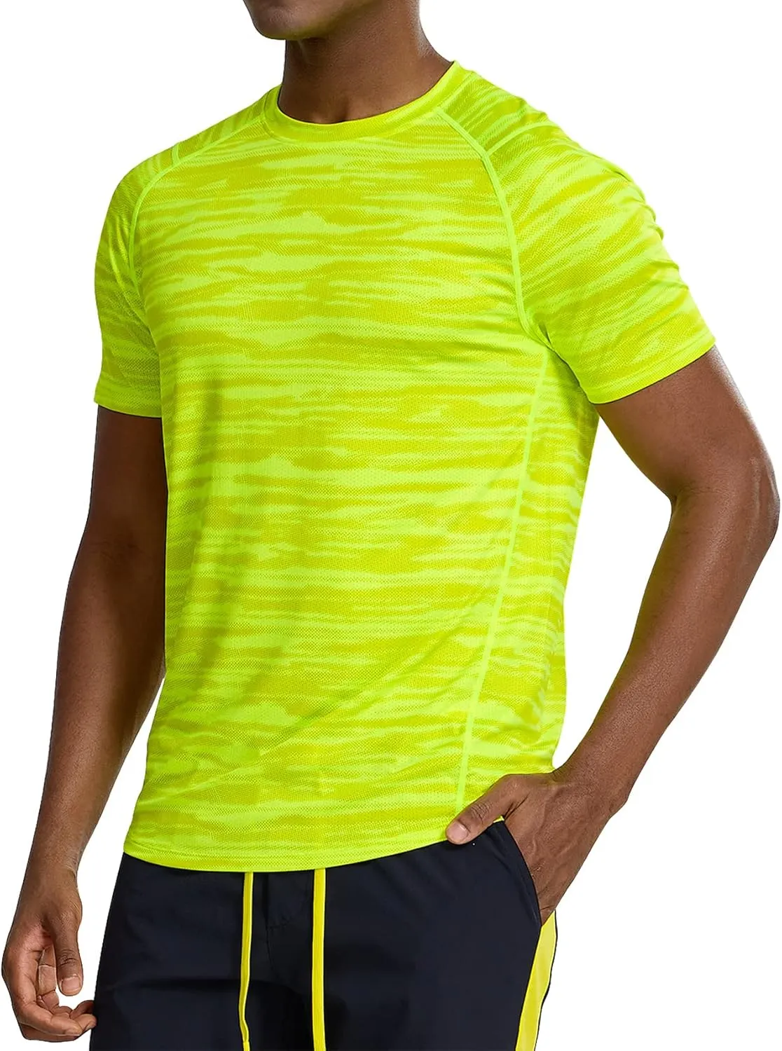 Zengjo Men's Workout Shirts Short Sleeve,Quick Dry Athletic Running Performance Crewneck T-Shirt Moisture Wicking