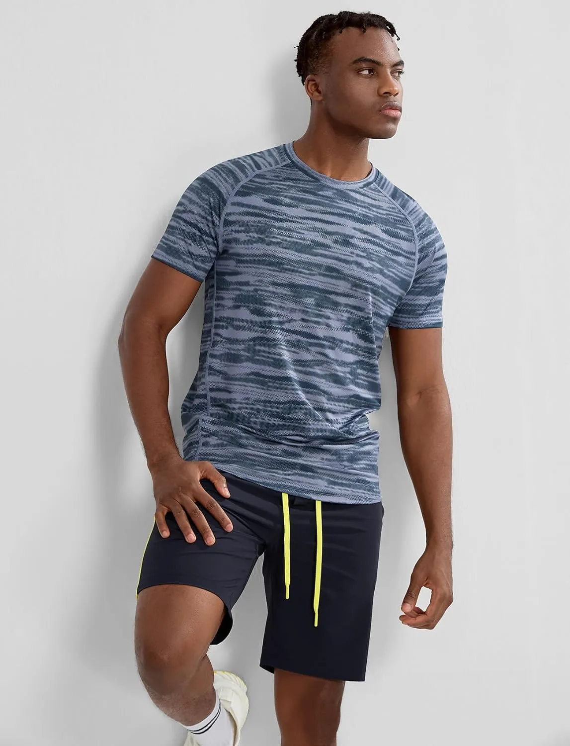 Zengjo Men's Workout Shirts Short Sleeve,Quick Dry Athletic Running Performance Crewneck T-Shirt Moisture Wicking