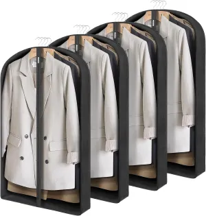 Zilink Clear Suit Bags for Closet Storage 40" Fur Coat Storage Bag with 4" Gussets for Fur Coats, Leather Jackets, Shirts and Sweater, Set of 4