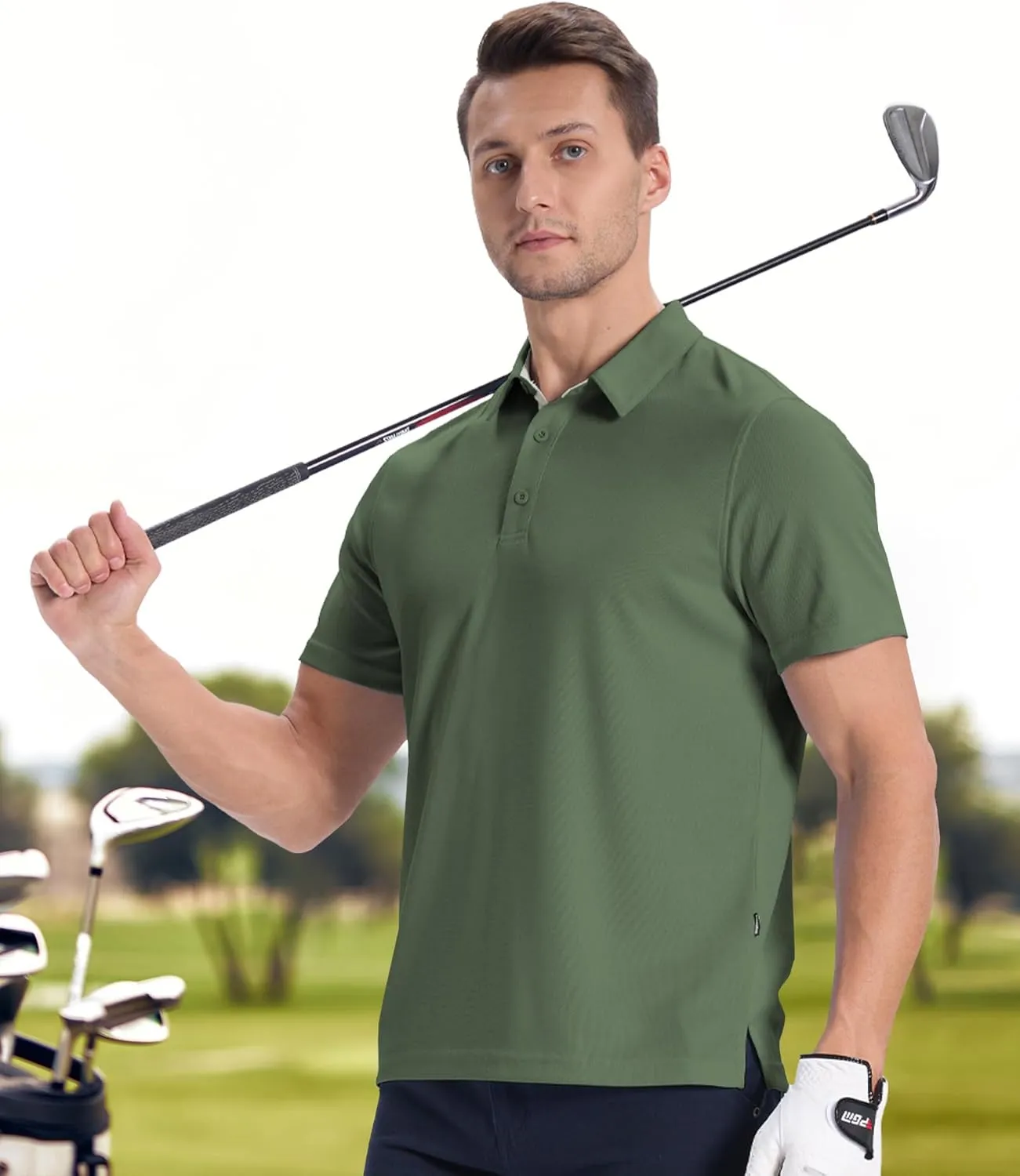 ZITY Mens Golf Polo Shirts Short Sleeve Quickly Dry Performance Collared Polo Tennis Casual Shirt for Men