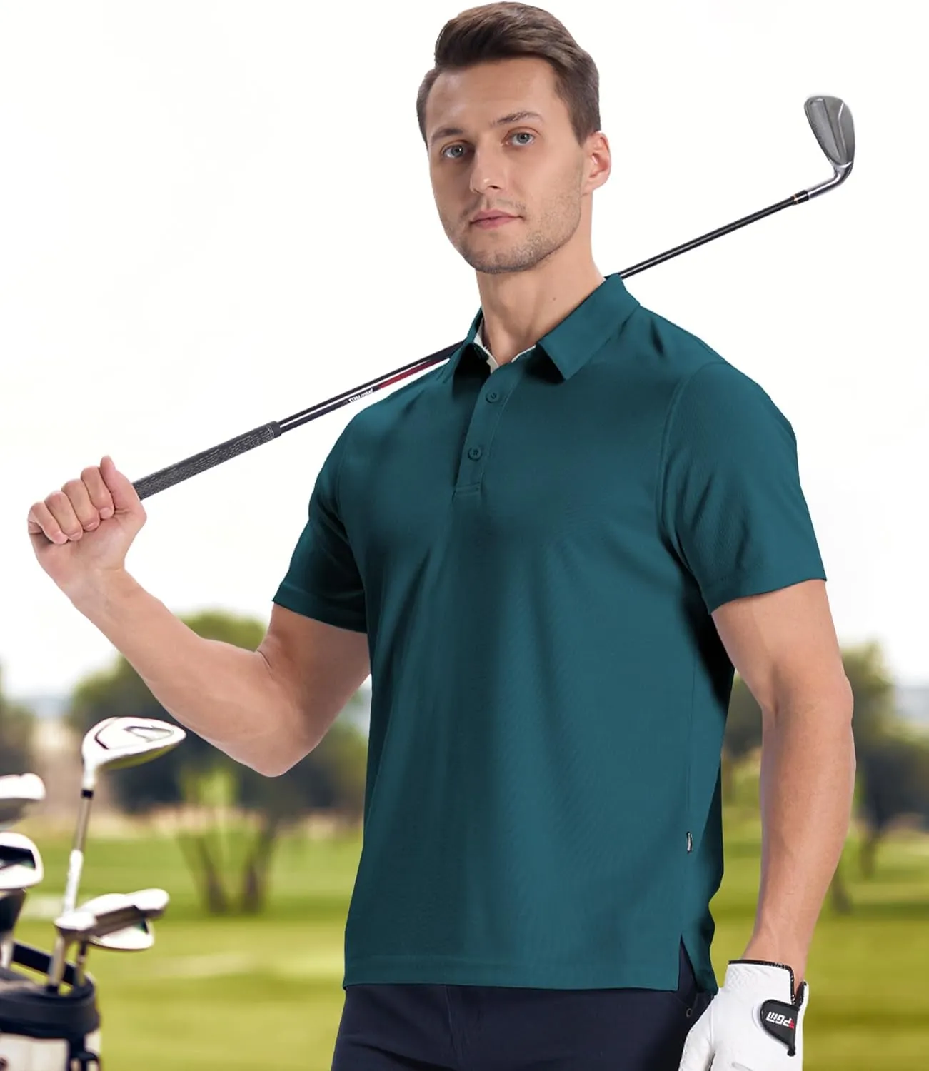 ZITY Mens Golf Polo Shirts Short Sleeve Quickly Dry Performance Collared Polo Tennis Casual Shirt for Men