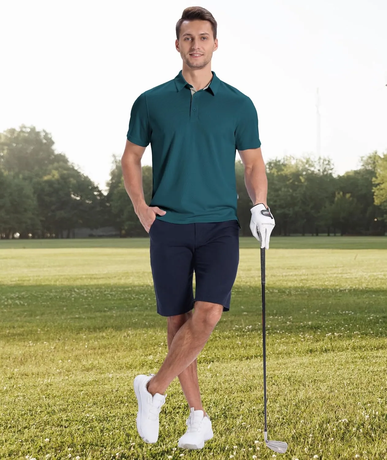 ZITY Mens Golf Polo Shirts Short Sleeve Quickly Dry Performance Collared Polo Tennis Casual Shirt for Men