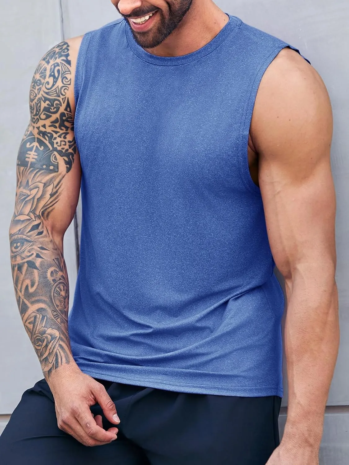 ZIWOCH Men's Sleeveless Tank Tops Crewneck Solid Loose Fit Shirt