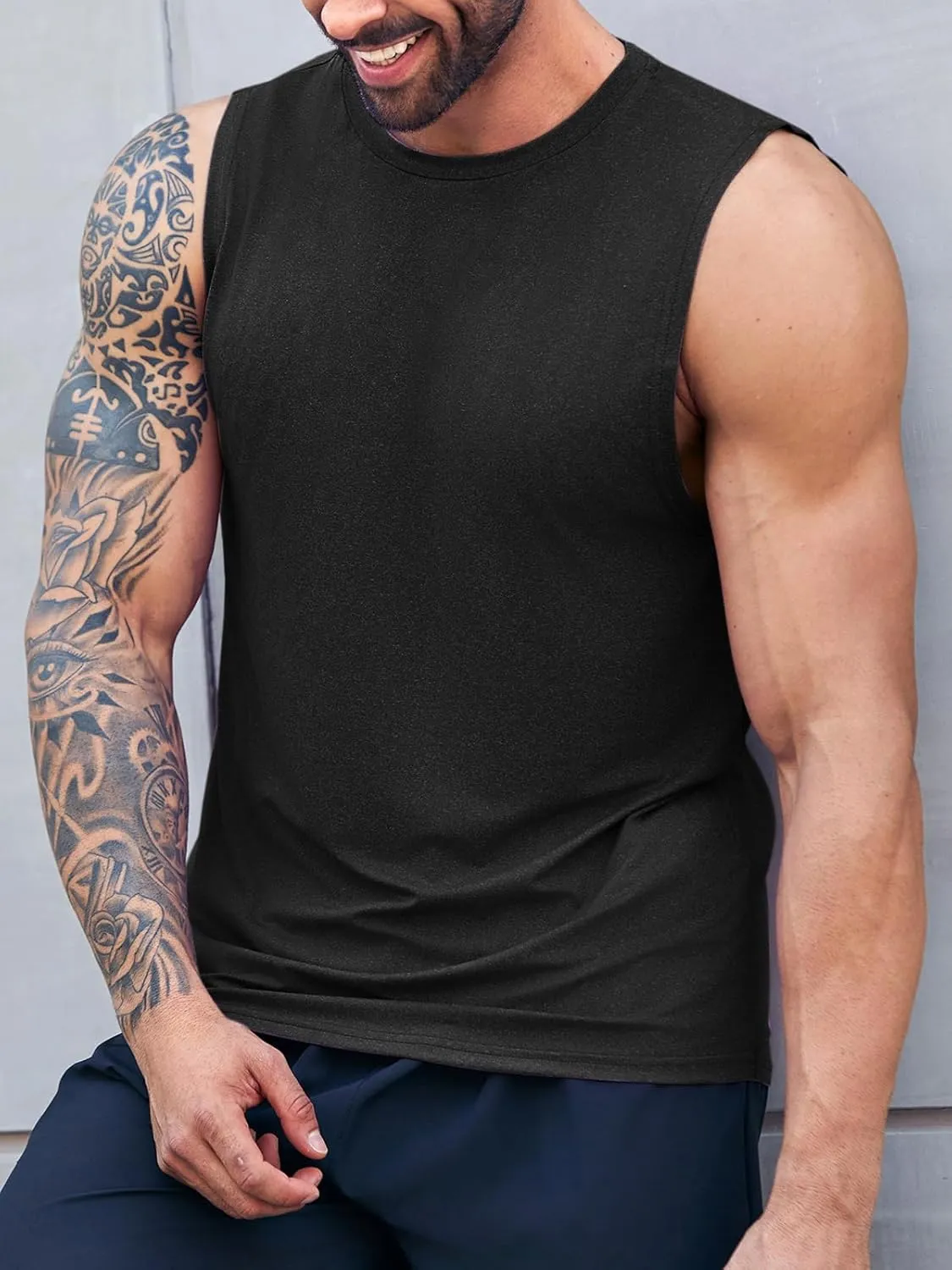 ZIWOCH Men's Sleeveless Tank Tops Crewneck Solid Loose Fit Shirt