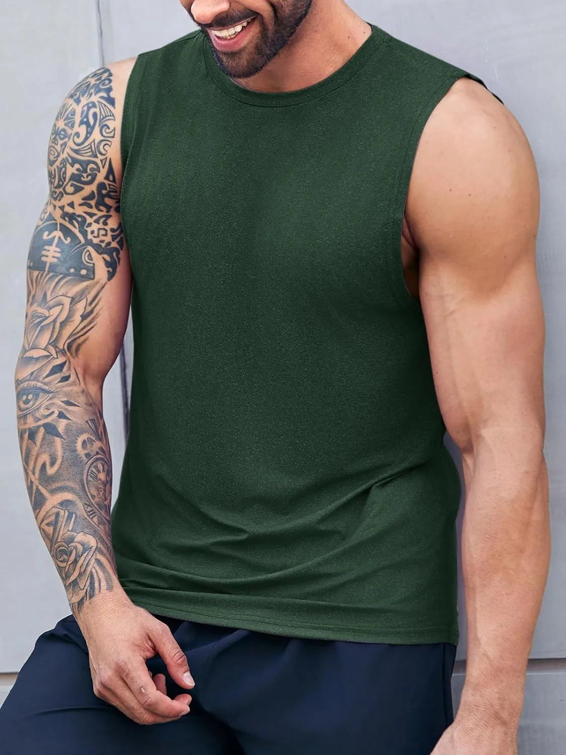 ZIWOCH Men's Sleeveless Tank Tops Crewneck Solid Loose Fit Shirt