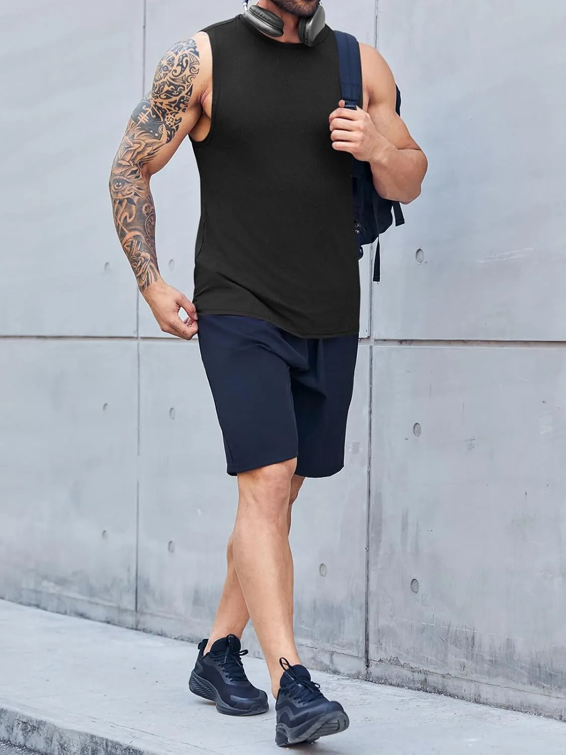 ZIWOCH Men's Sleeveless Tank Tops Crewneck Solid Loose Fit Shirt