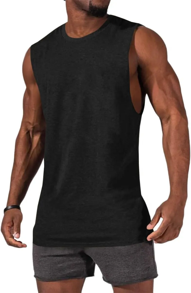 ZIWOCH Men's Sleeveless Tank Tops Crewneck Solid Loose Fit Shirt