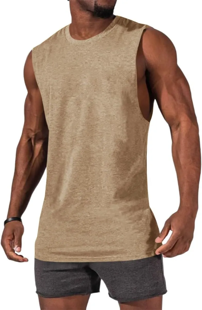 ZIWOCH Men's Sleeveless Tank Tops Crewneck Solid Loose Fit Shirt