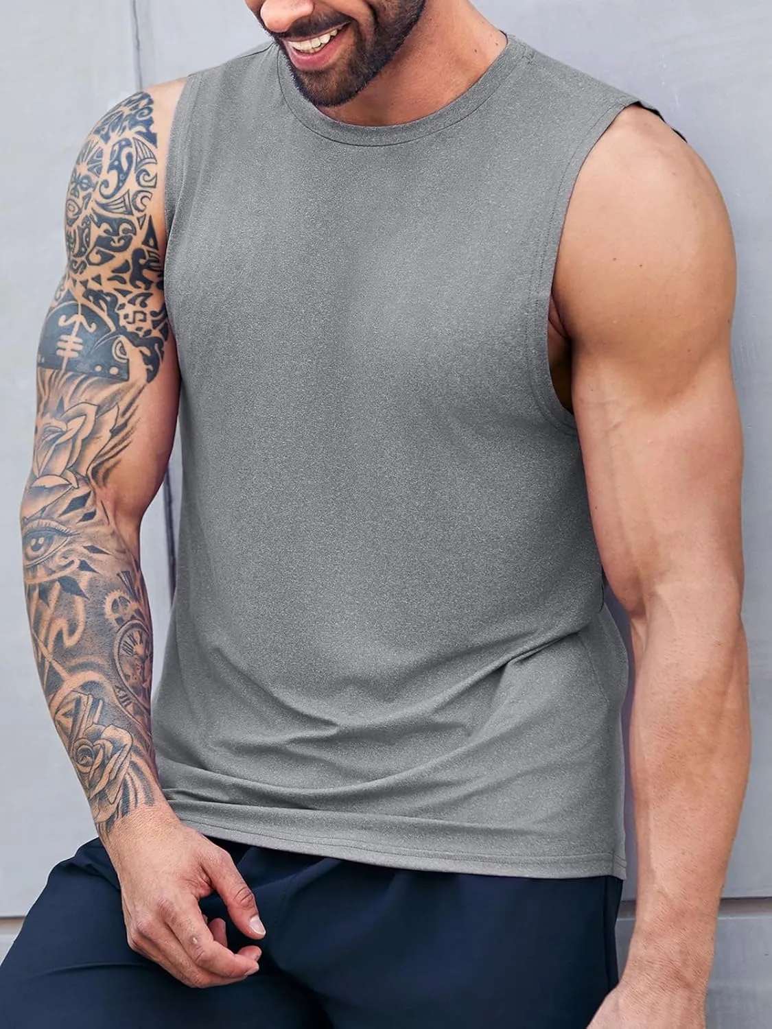 ZIWOCH Men's Sleeveless Tank Tops Crewneck Solid Loose Fit Shirt