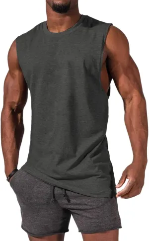 ZIWOCH Men's Sleeveless Tank Tops Crewneck Solid Loose Fit Shirt