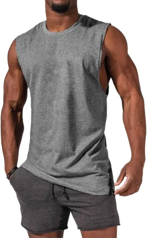ZIWOCH Men's Sleeveless Tank Tops Crewneck Solid Loose Fit Shirt