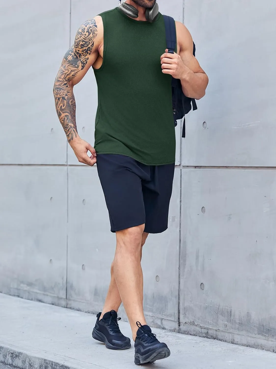 ZIWOCH Men's Sleeveless Tank Tops Crewneck Solid Loose Fit Shirt