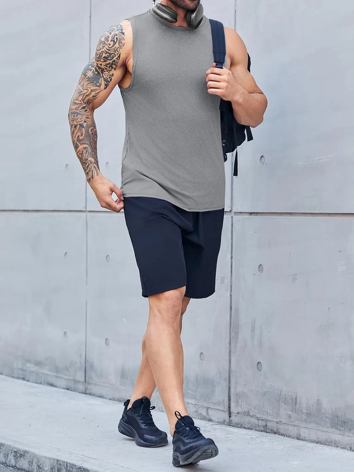 ZIWOCH Men's Sleeveless Tank Tops Crewneck Solid Loose Fit Shirt