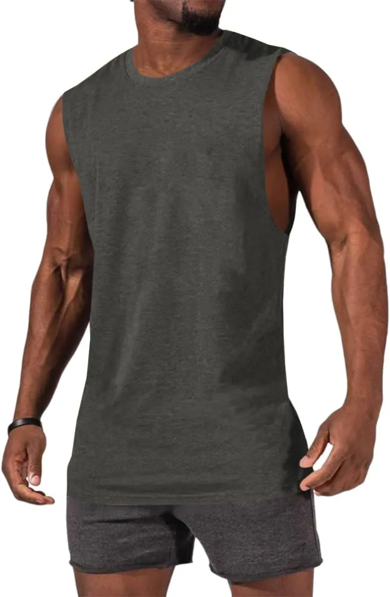 ZIWOCH Men's Sleeveless Tank Tops Crewneck Solid Loose Fit Shirt