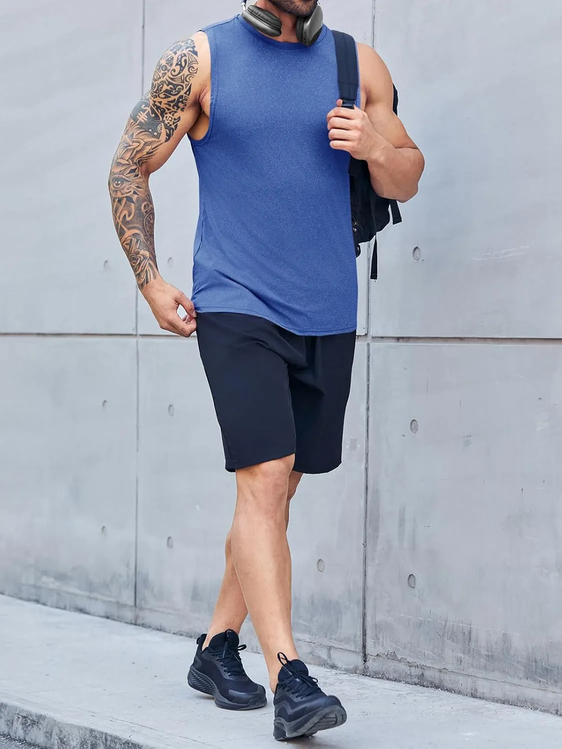ZIWOCH Men's Sleeveless Tank Tops Crewneck Solid Loose Fit Shirt