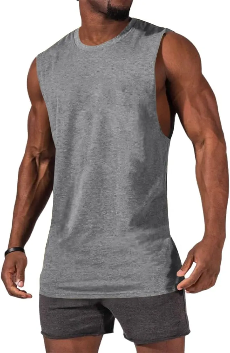 ZIWOCH Men's Sleeveless Tank Tops Crewneck Solid Loose Fit Shirt