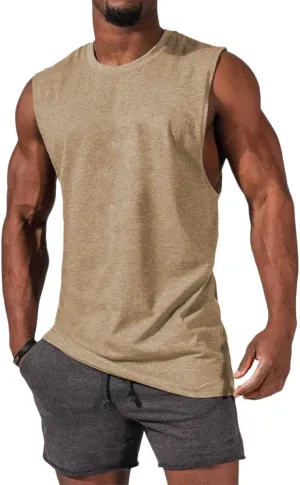 ZIWOCH Men's Sleeveless Tank Tops Crewneck Solid Loose Fit Shirt