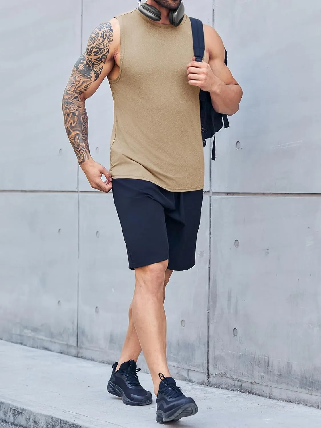 ZIWOCH Men's Sleeveless Tank Tops Crewneck Solid Loose Fit Shirt