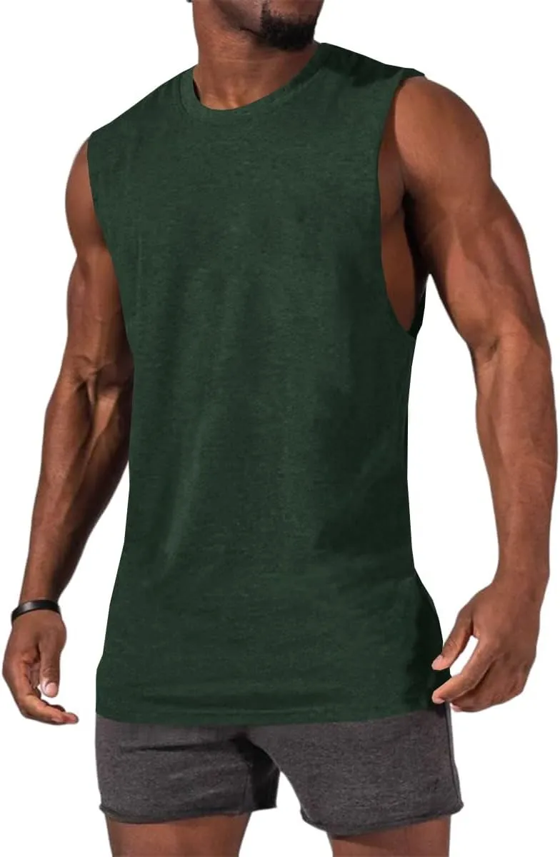 ZIWOCH Men's Sleeveless Tank Tops Crewneck Solid Loose Fit Shirt