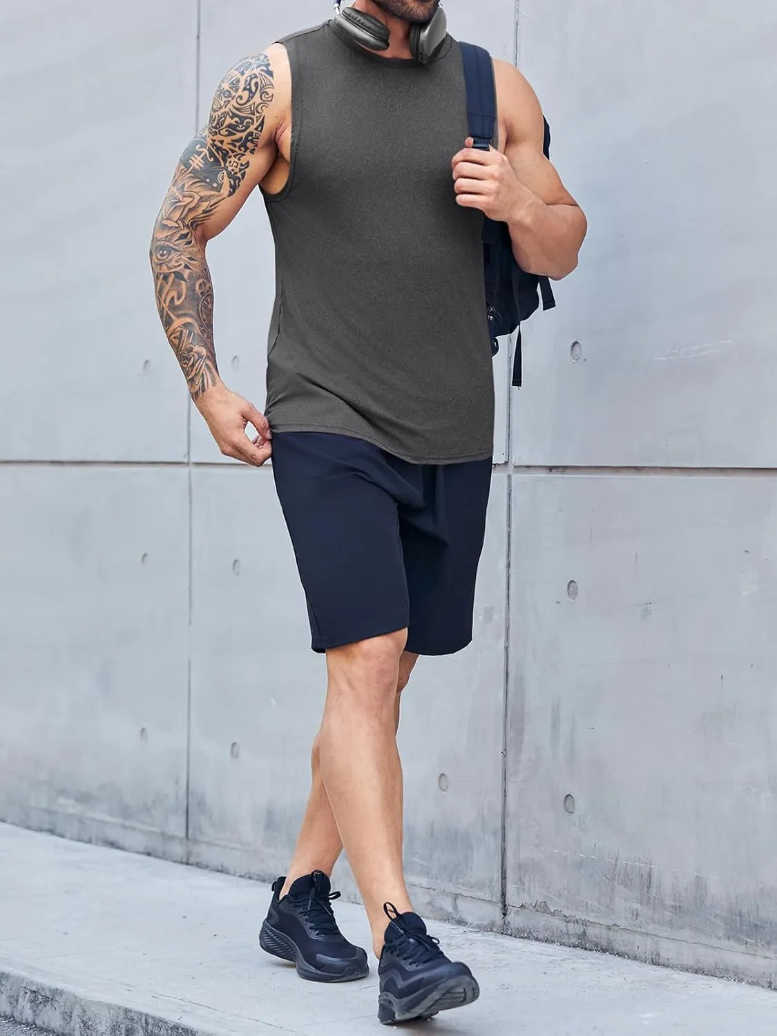 ZIWOCH Men's Sleeveless Tank Tops Crewneck Solid Loose Fit Shirt